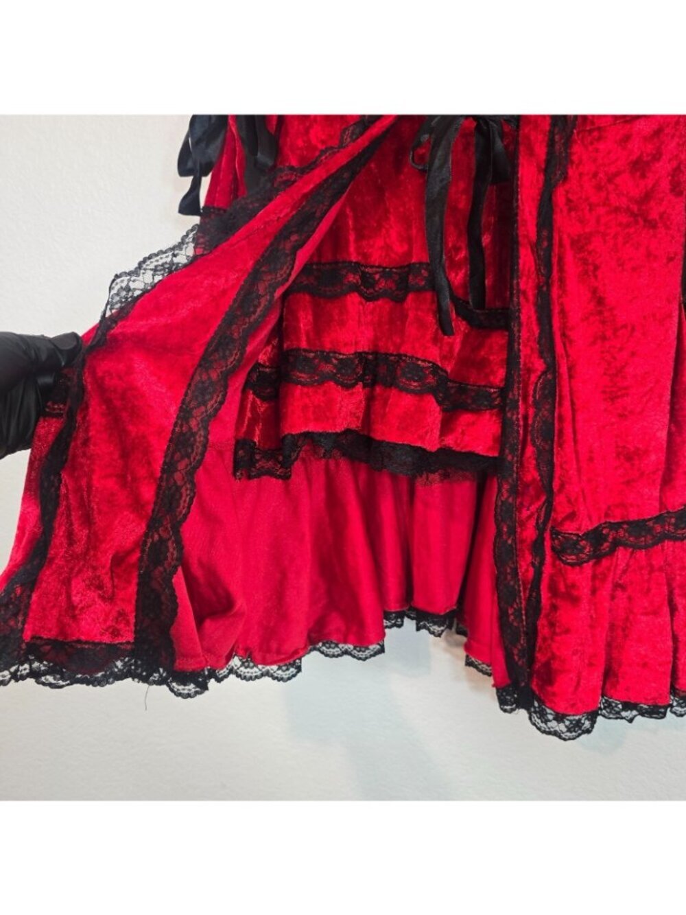 Strangeling Red Riding Hood Costume Dress Youth Large Velvet Gothic Cosplay - Picture 4 of 10